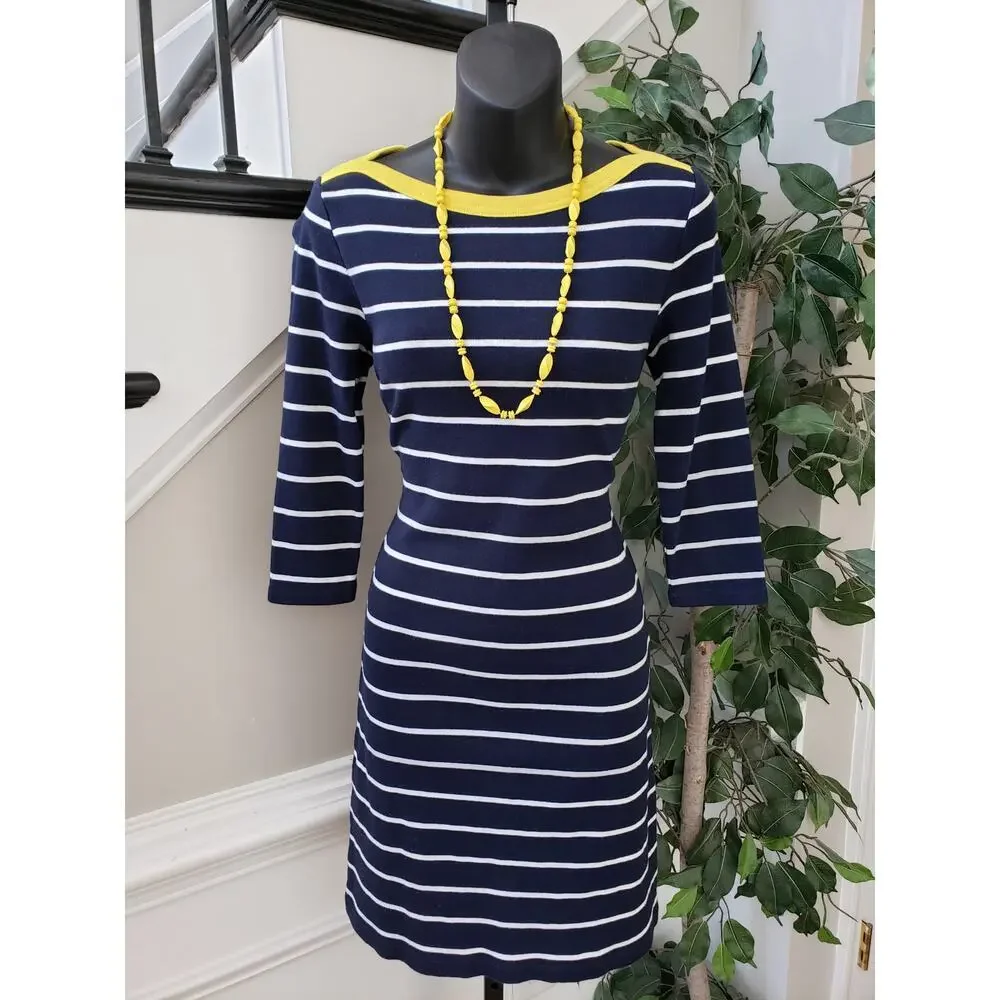 Lauren Ralph Lauren T-Shirt  Dress Womens Small Blue Striped Boat Neck - Picture 2 of 11